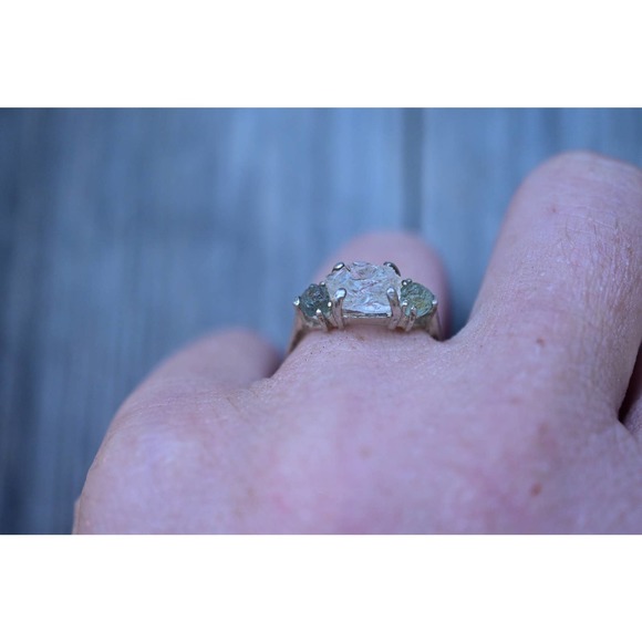 Raw Sapphire Ring Engagement Ring Multistone Ring Wedding Band Size 8 Ri… - Picture 4 of 5